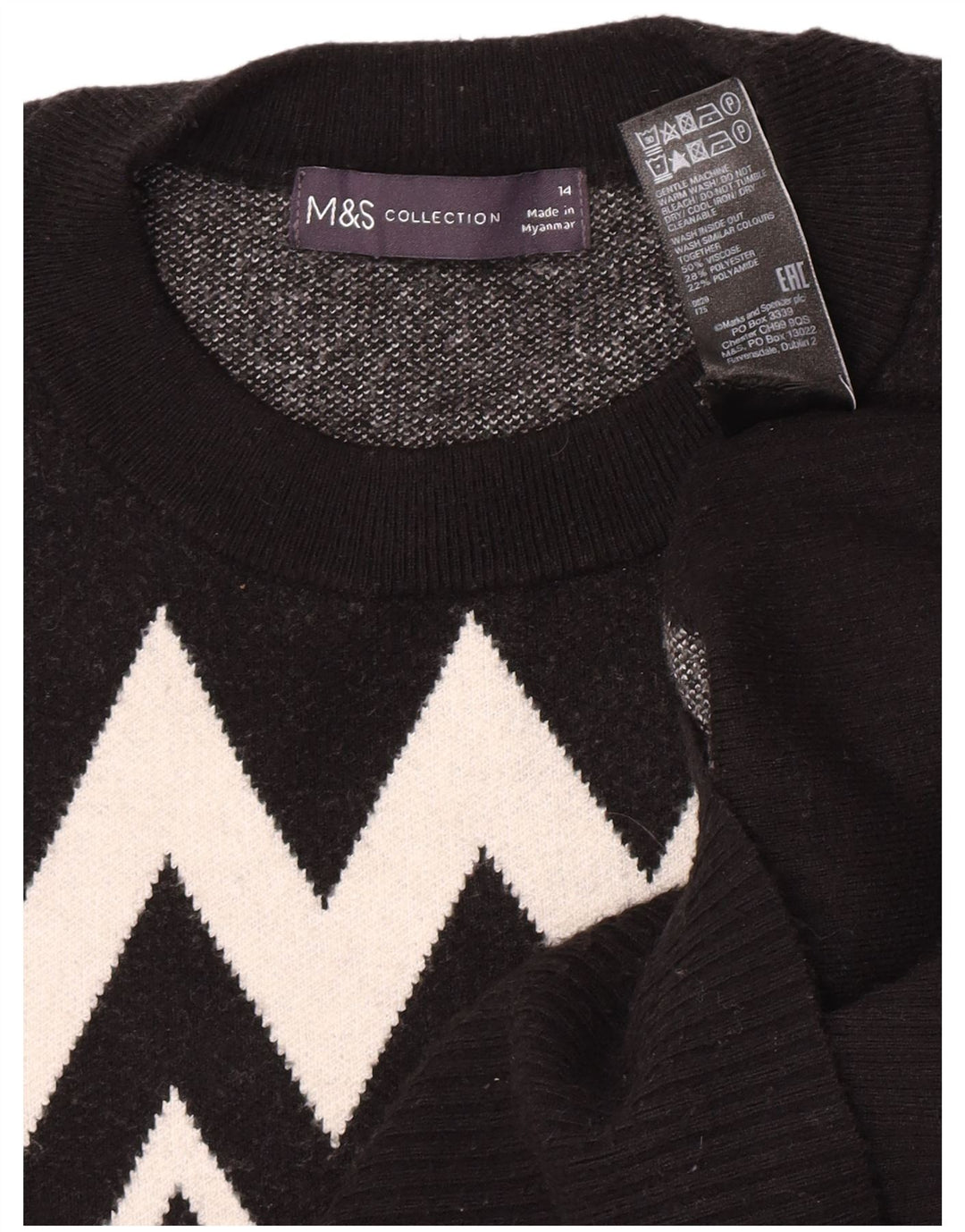 Maglione maglione girocollo da donna Marks & Spencer UK 14 medio nero