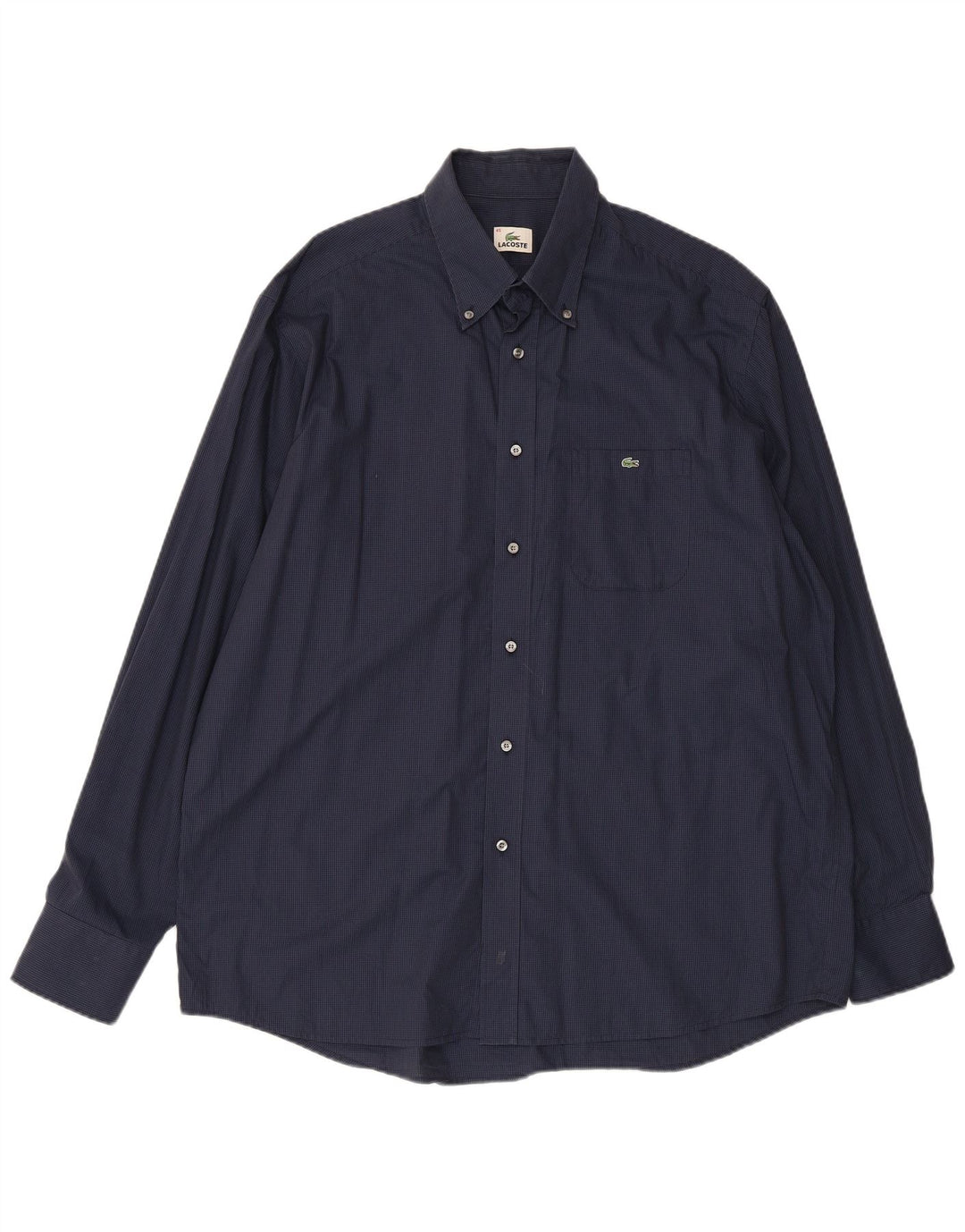 Camicia da uomo LACOSTE taglia 45 XL in cotone a quadri blu navy
