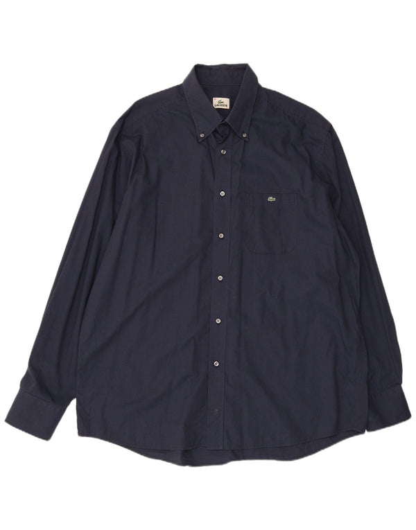 Camicia da uomo LACOSTE taglia 45 XL in cotone a quadri blu navy