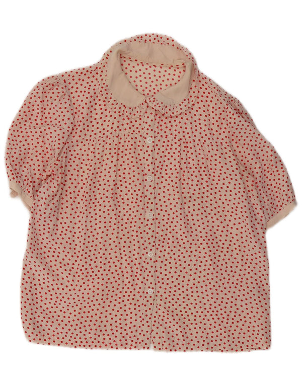 Camicetta vintage da donna a maniche corte UK 16 grande rosa maculata