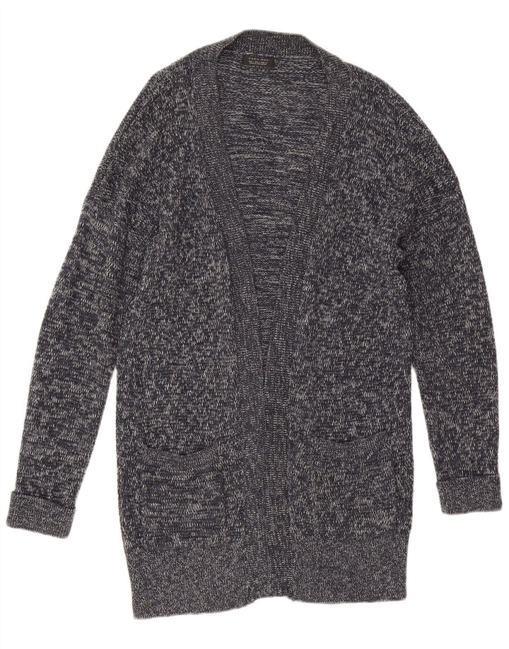 Maglione cardigan da uomo Zara piccolo in cotone screziato grigio