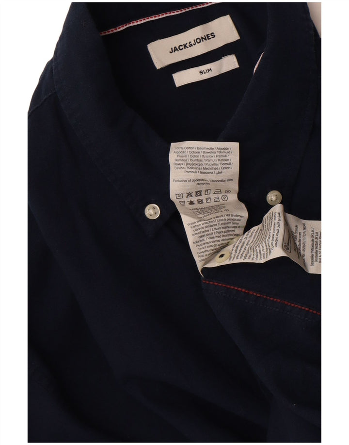 Camicia slim fit da uomo Jack & Jones in cotone blu navy medio
