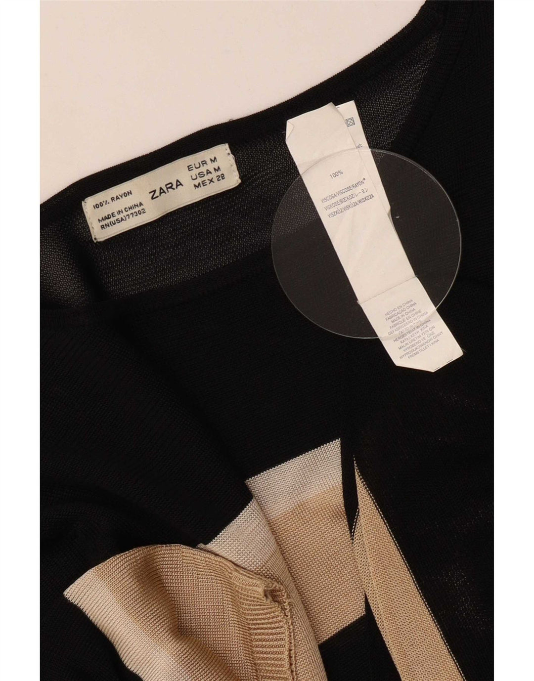 Top in camicetta da donna Zara UK 12 viscosa a righe nere medie
