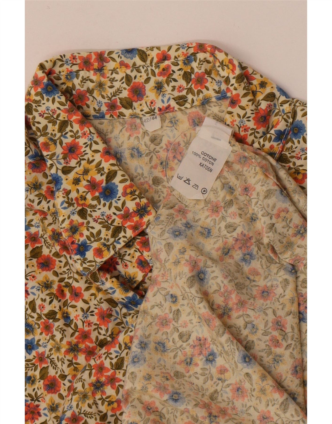 Camicia da donna vintage IT 42/44 Cotone floreale grande multicolore