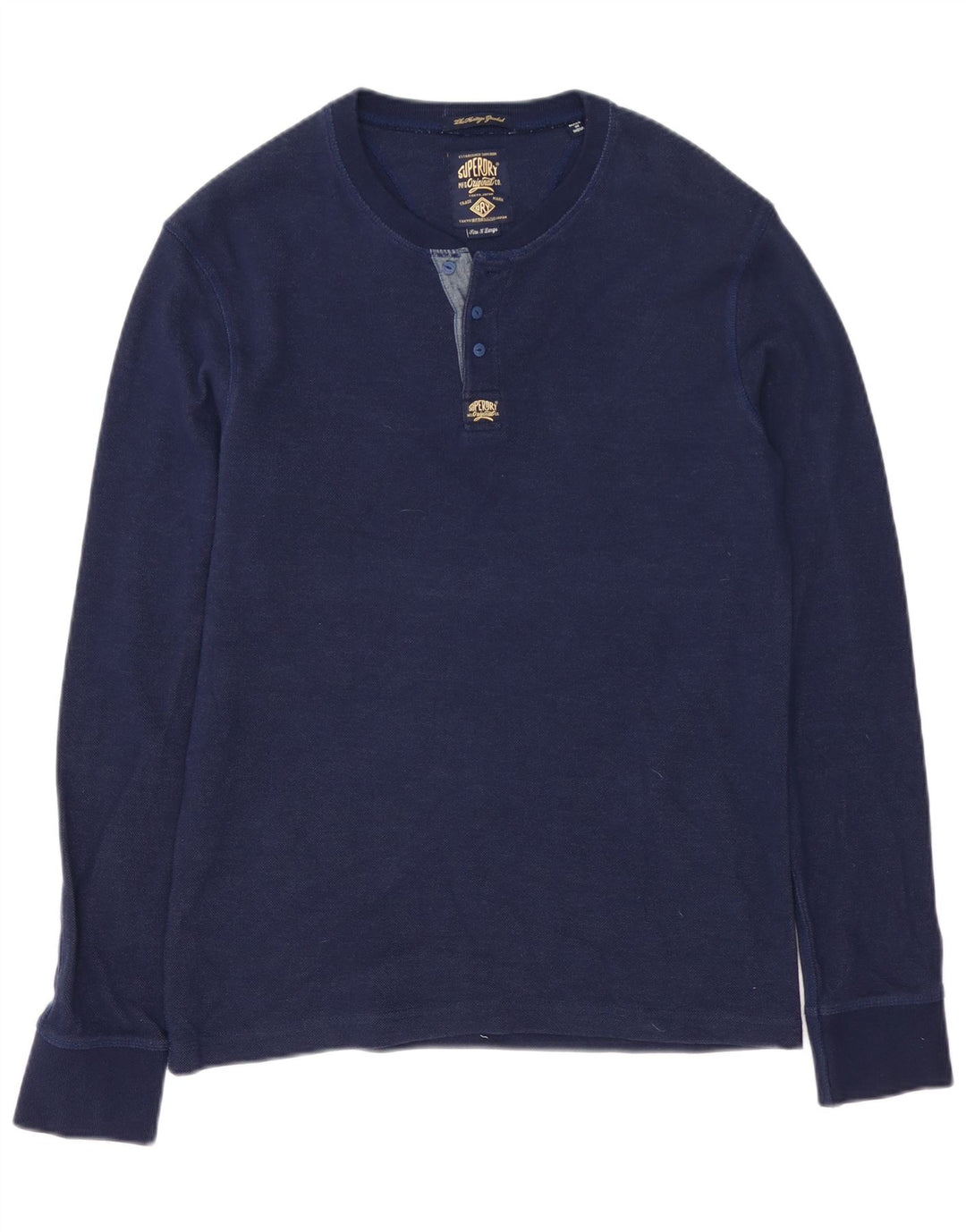 Top da uomo a maniche lunghe Superdry XL blu navy