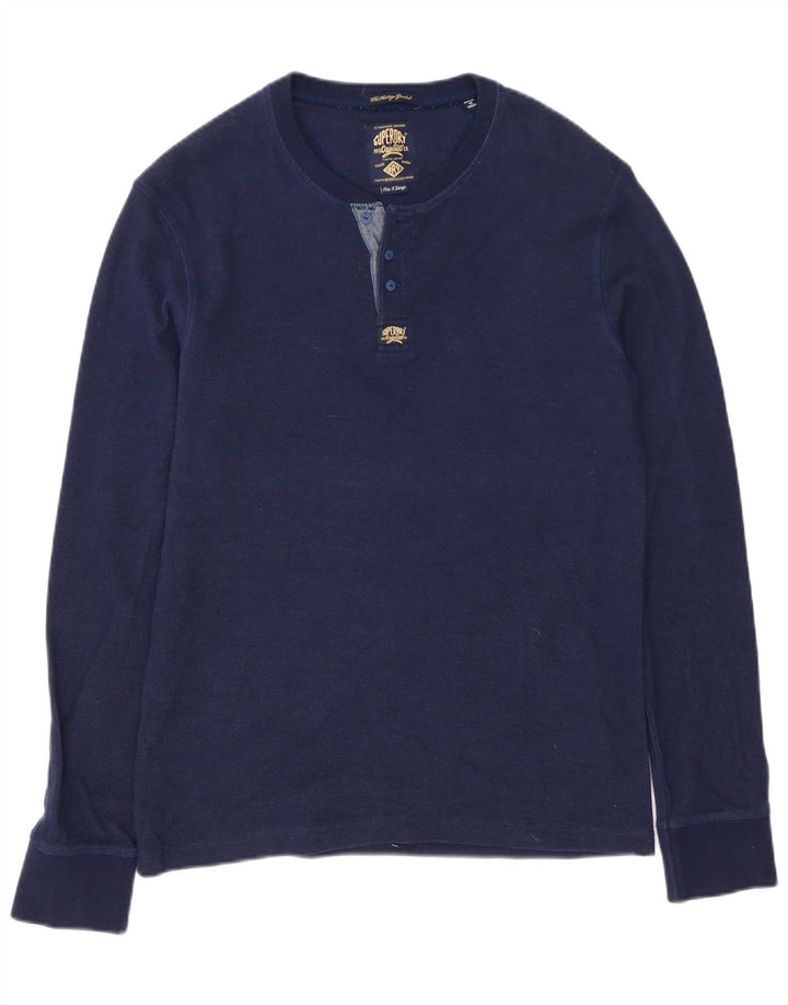 Top da uomo a maniche lunghe Superdry XL blu navy