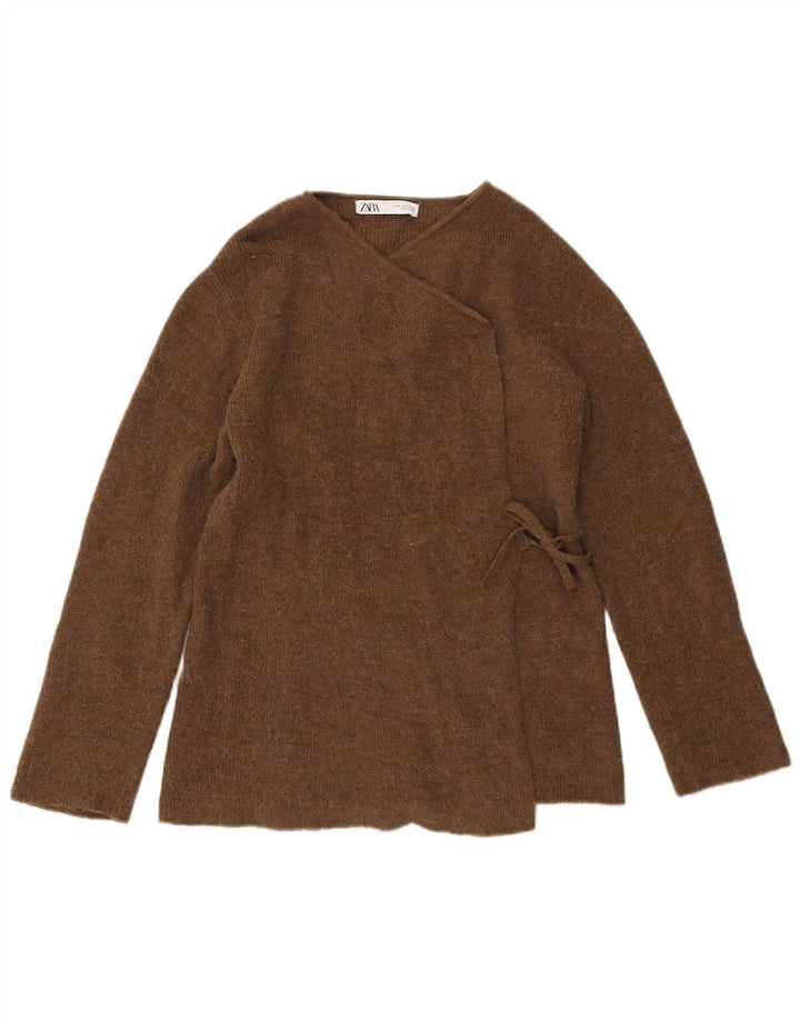 Maglione cardigan avvolgente da donna Zara UK 10 piccolo kaki