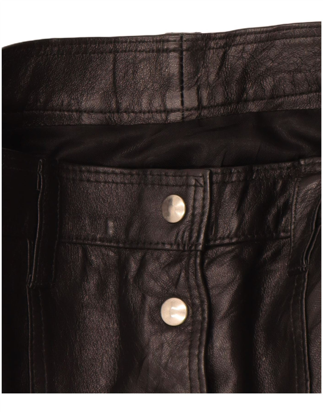 Mini gonna in pelle vintage da donna W26 piccola nera
