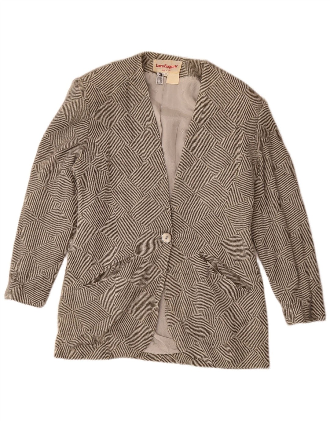 Giacca Blazer da Donna a 1 Bottone Laura Biagiotti IT 46 Large Grigia a Righe