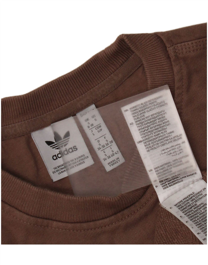 Felpa oversize da donna Adidas maglione UK 8/10 piccolo cotone marrone