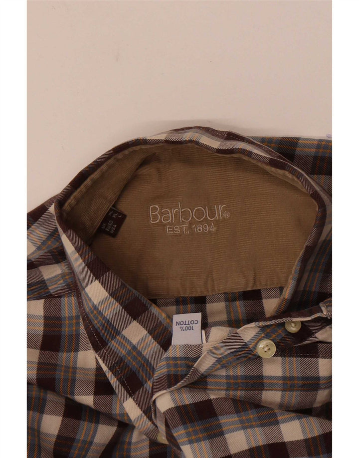 Camicia da uomo in flanella Barbour, cotone a quadri marroni grandi