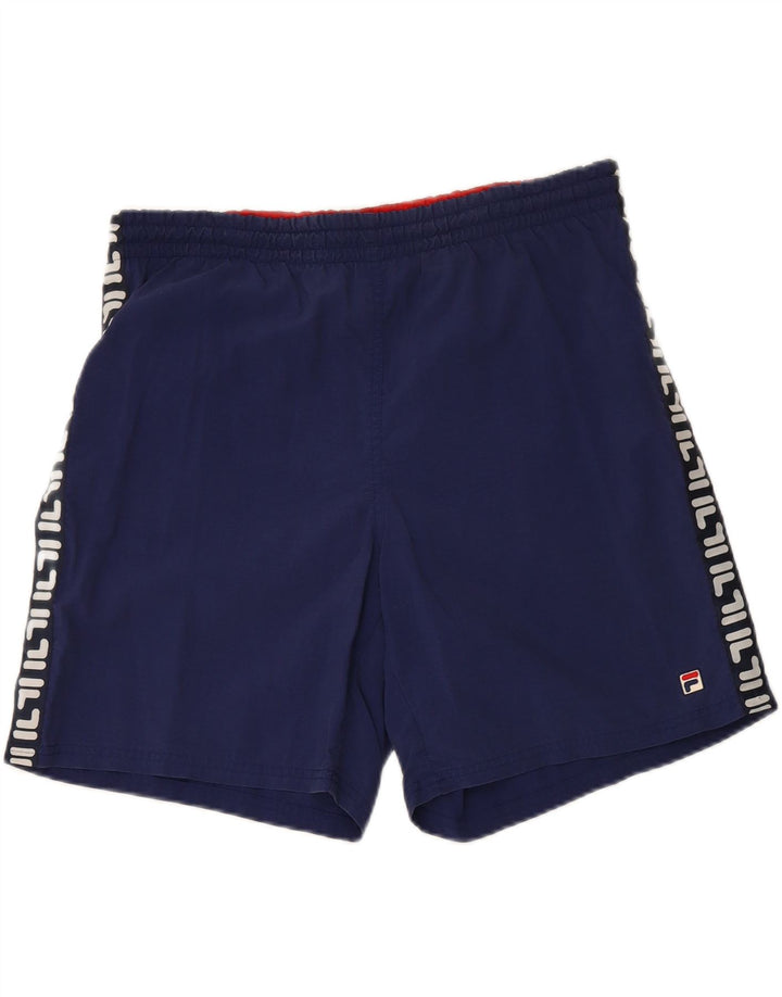FILA Mens Graphic Casual Shorts IT 50 Medium Navy Blue Polyamide Vintage Fila and Second-Hand Fila from Messina Hembry 