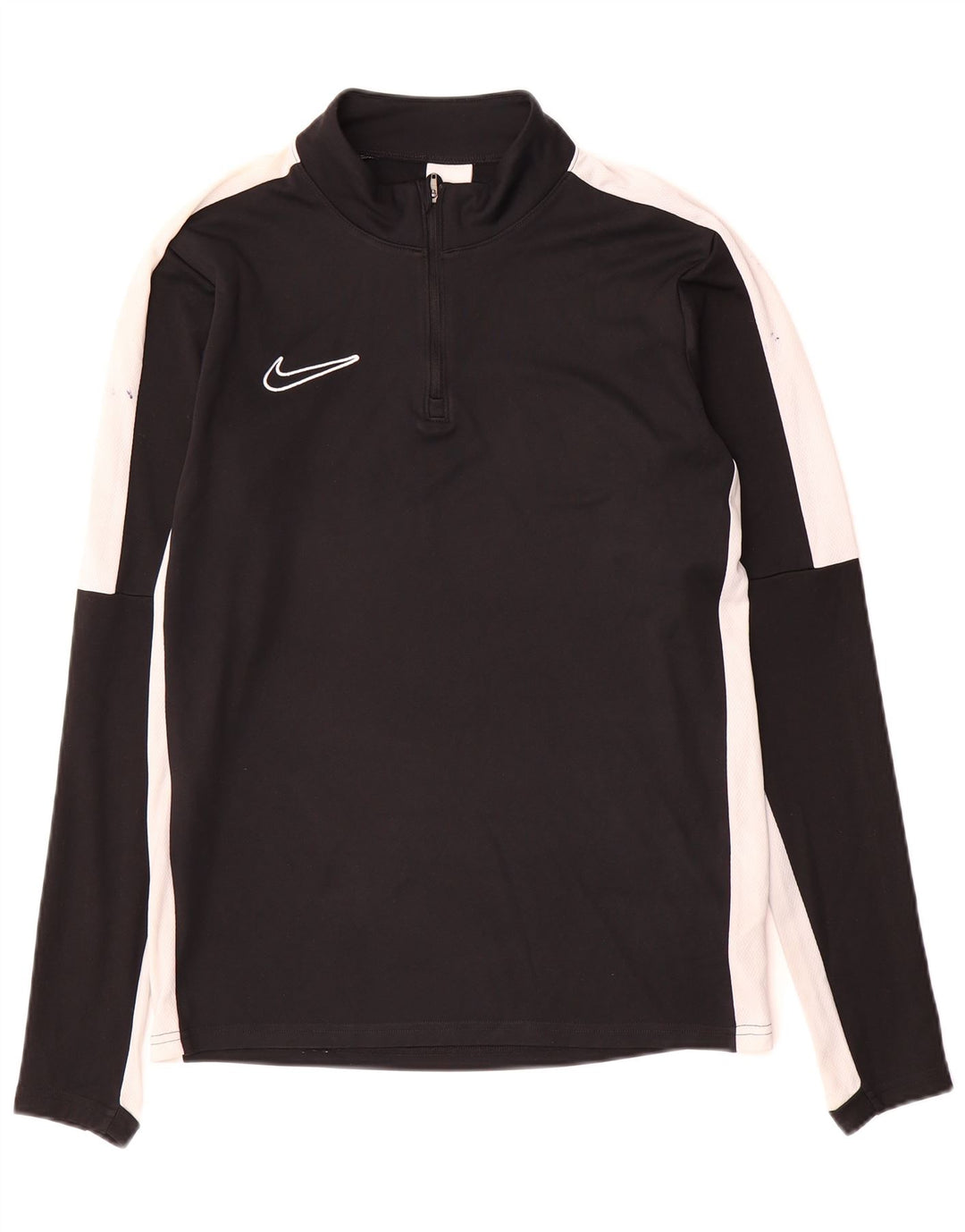 Nike - Maglia da uomo Dri Fit con zip e collo a maniche lunghe, piccola, color block nero