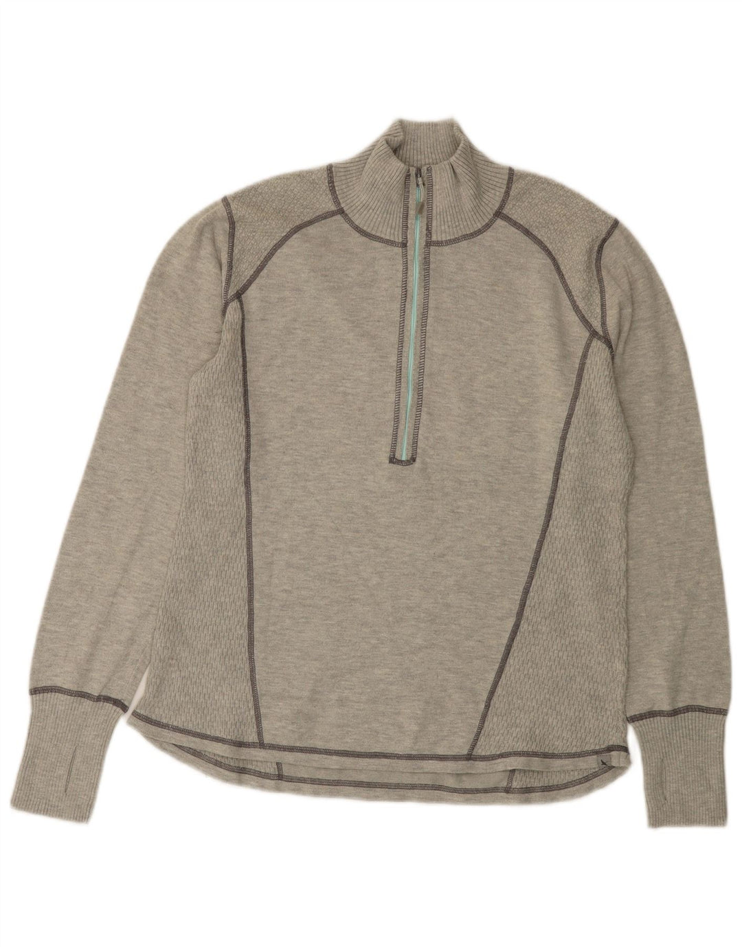 EDDIE BAUER Maglione da donna con collo con zip UK 18 XL Poliestere grigio