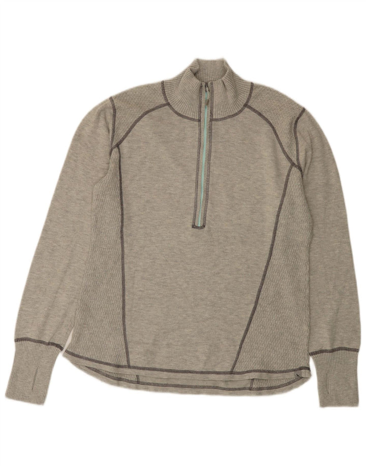 EDDIE BAUER Maglione da donna con collo con zip UK 18 XL Poliestere grigio