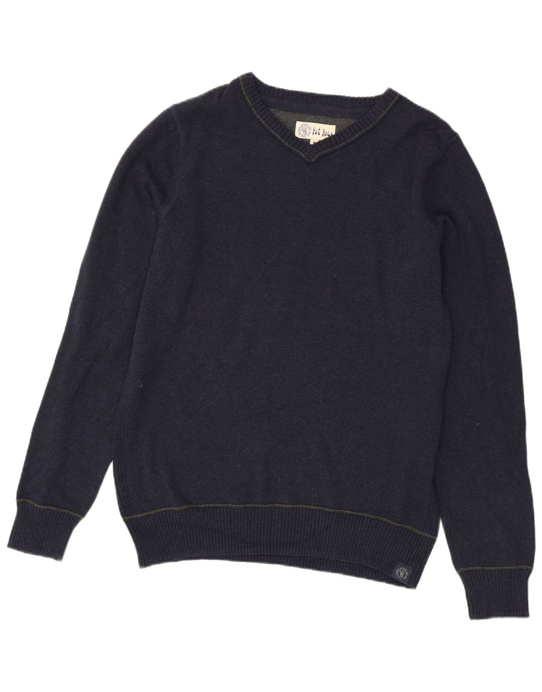Maglione da uomo con scollo a V Fat Face, cotone medio blu navy