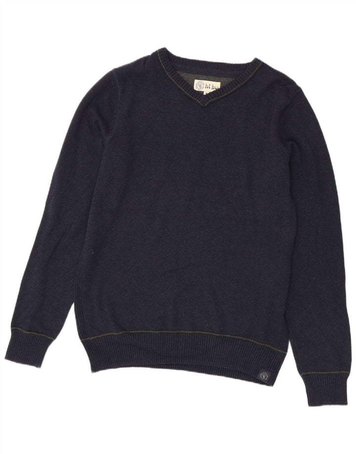 Maglione da uomo con scollo a V Fat Face, cotone medio blu navy