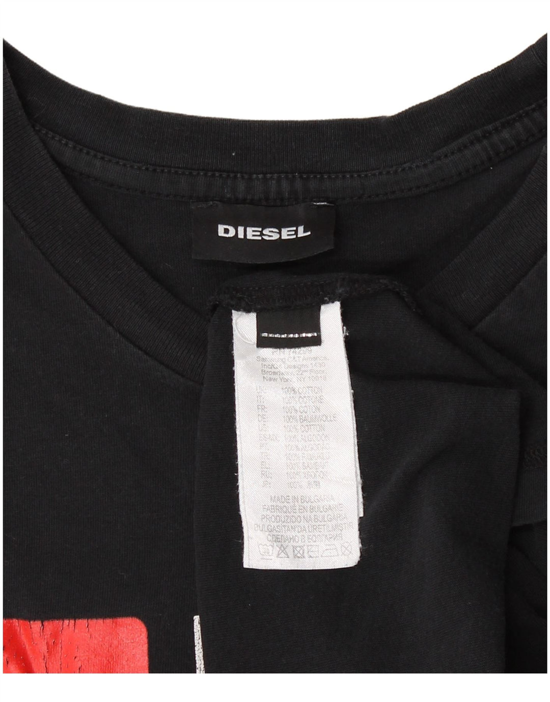 T-shirt grafica da uomo DIESEL Top piccola in cotone nero