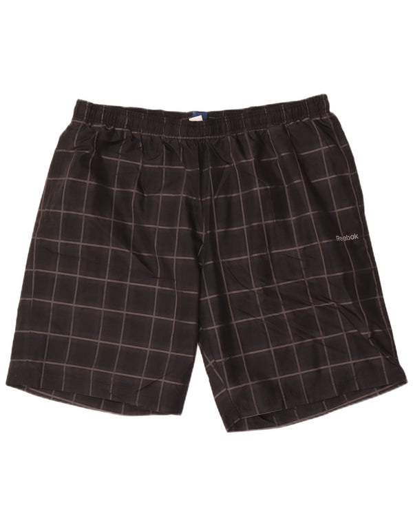 Reebok Mens Sport Shorts XL  Black Check Polyester