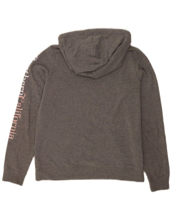 Felpa con cappuccio Hollister Graphic Relaxed Fit da donna UK 10 Small Grigio Cotone