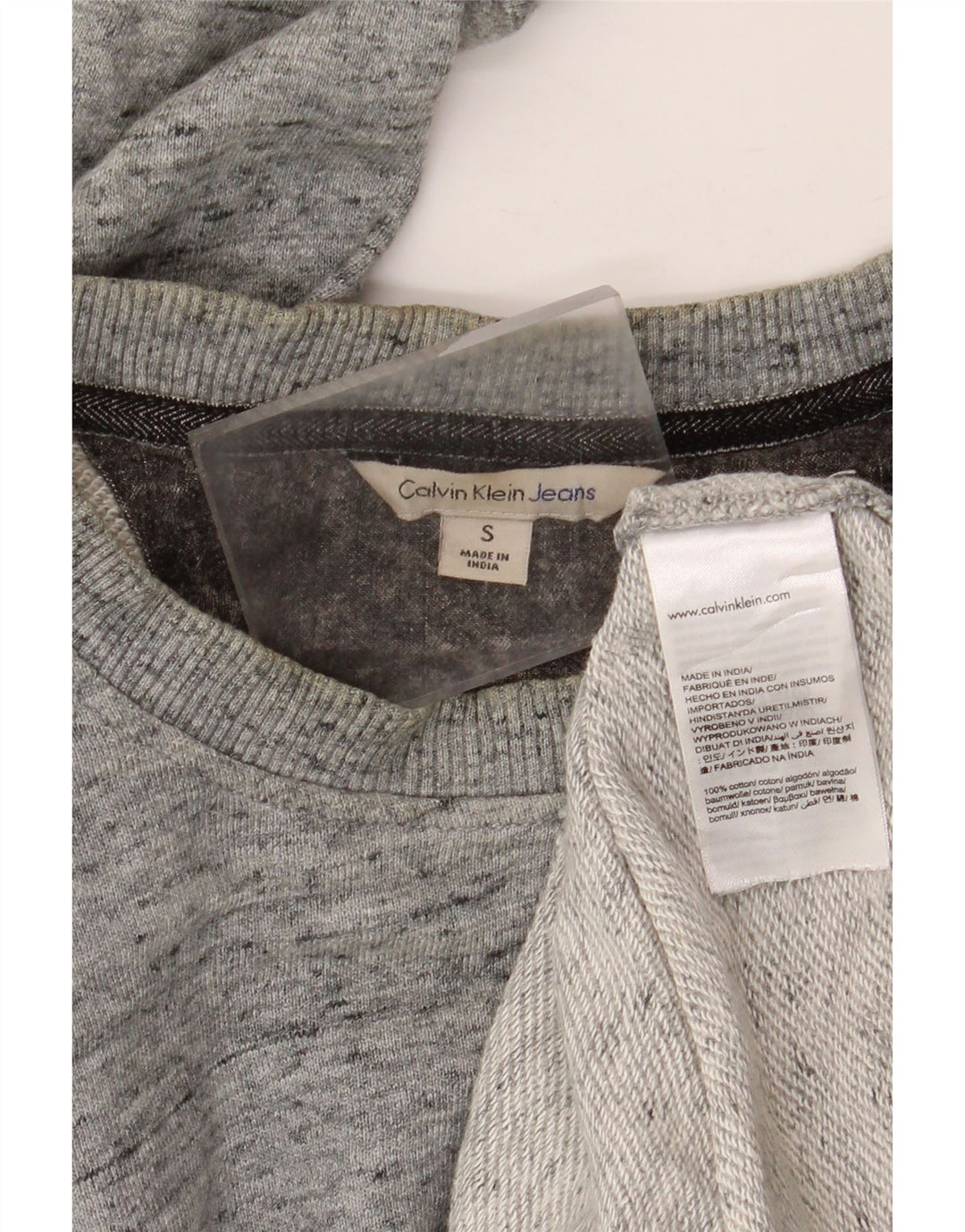 CALVIN KLEIN JEANS Felpa con grafica da uomo Maglione piccolo grigio screziato