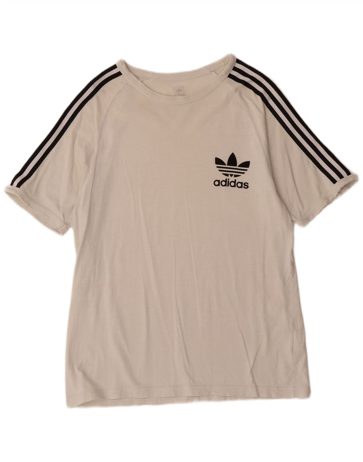 ADIDAS Mens Graphic T-Shirt Top Large Off White Cotton
