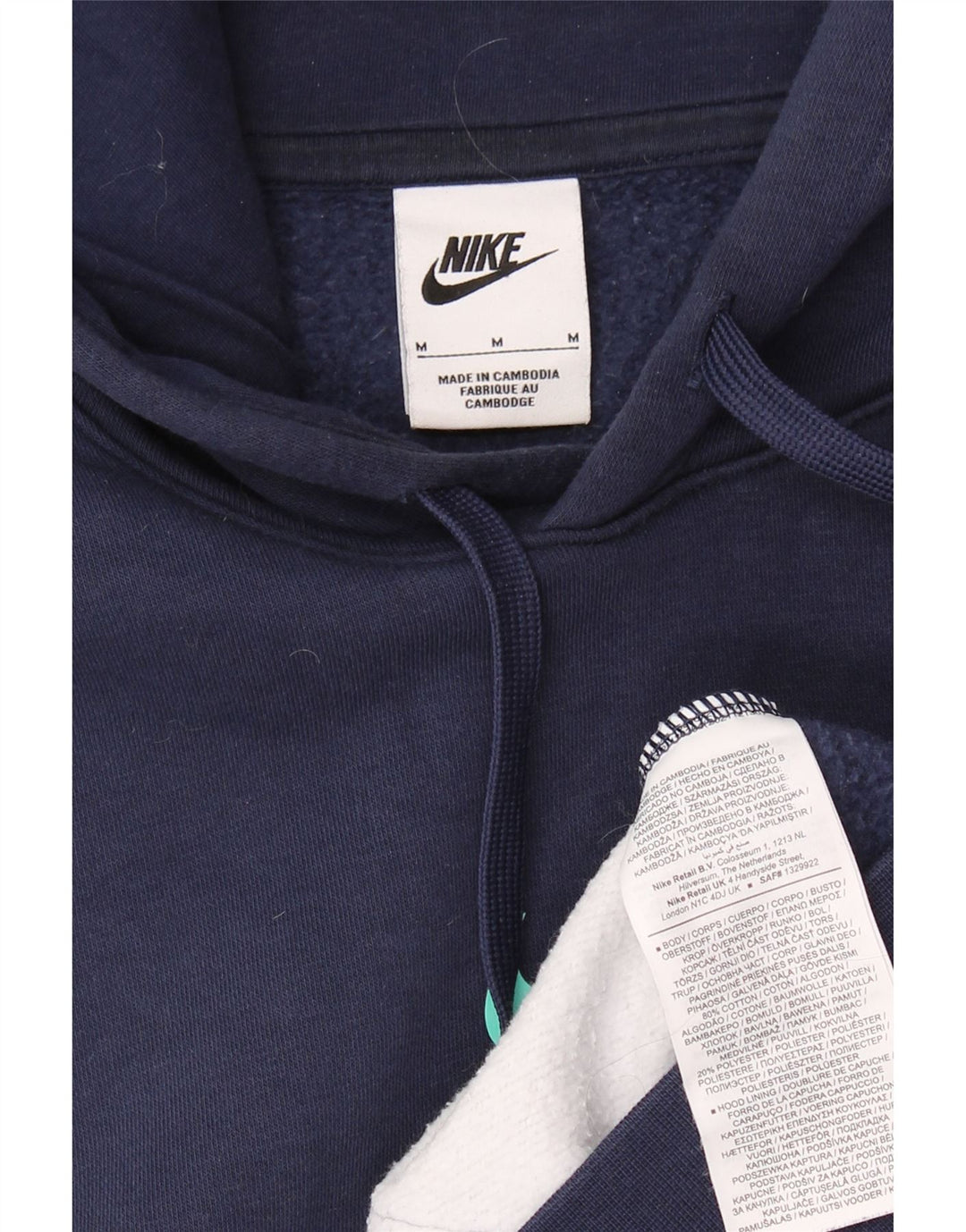 NIKE Felpa con cappuccio grafica da uomo in cotone color block medio blu navy