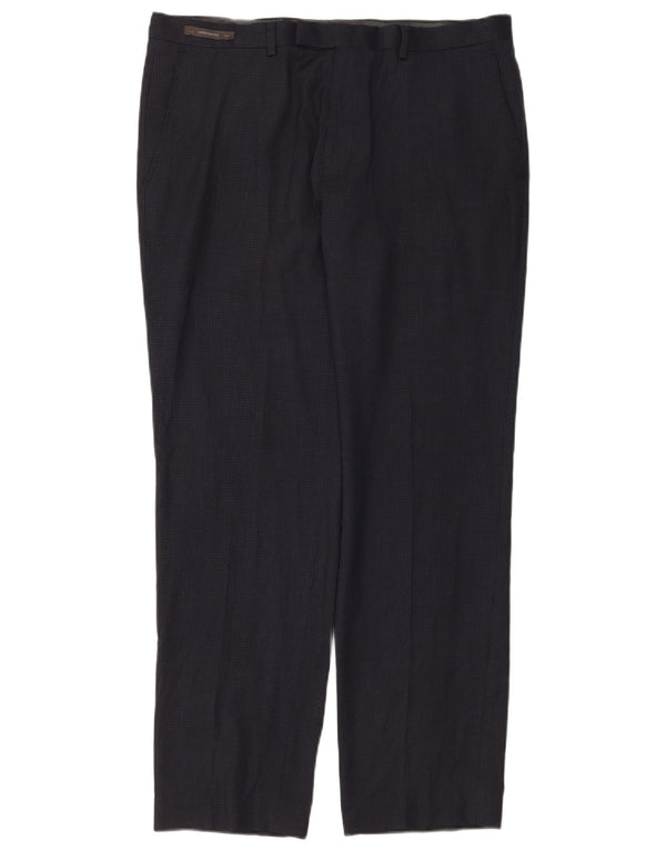 Pantaloni da abito dritti su misura da uomo Marks & Spencer W36 L31 Blu Navy