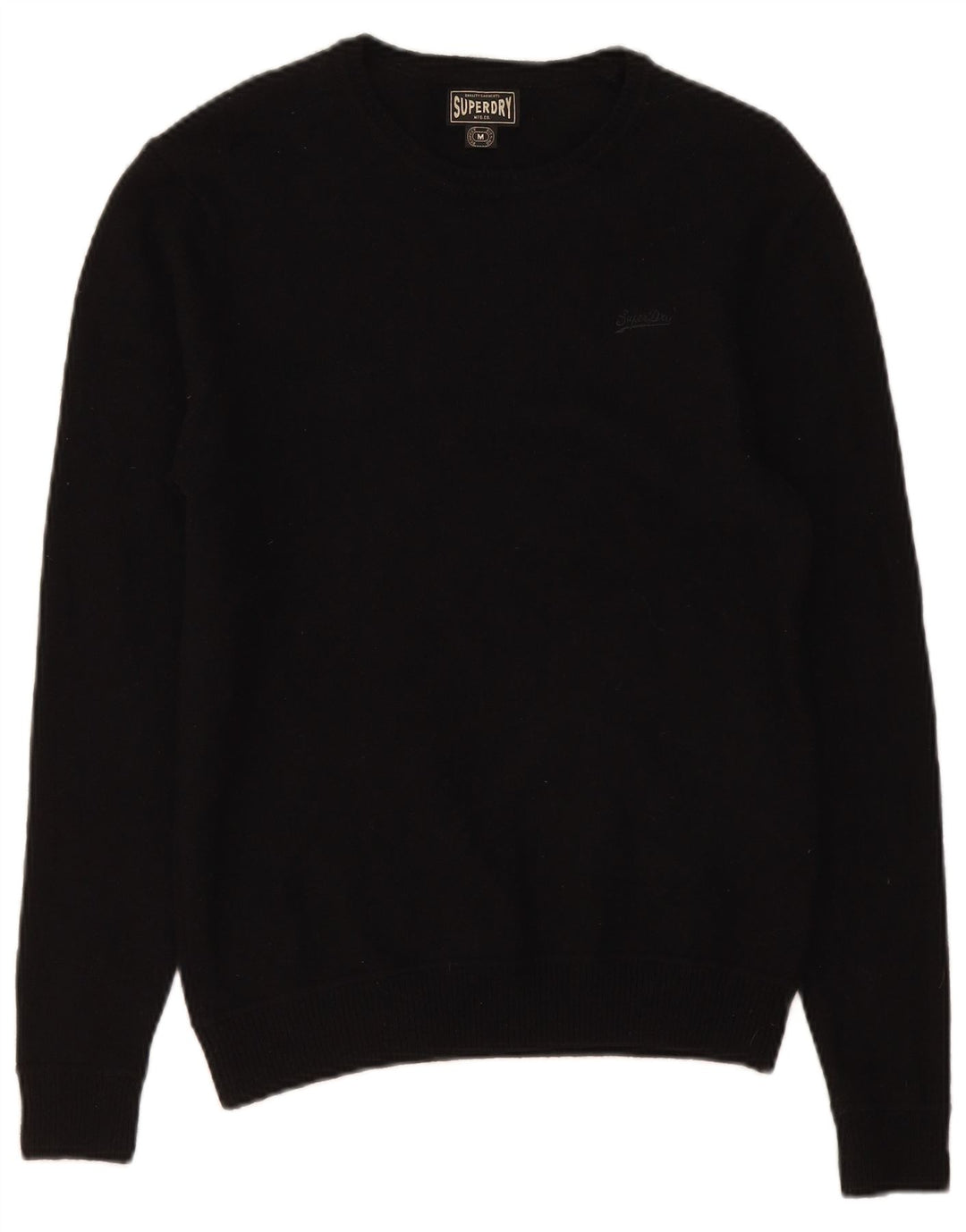 Maglione da uomo con scollo a barca Superdry in lana nera media