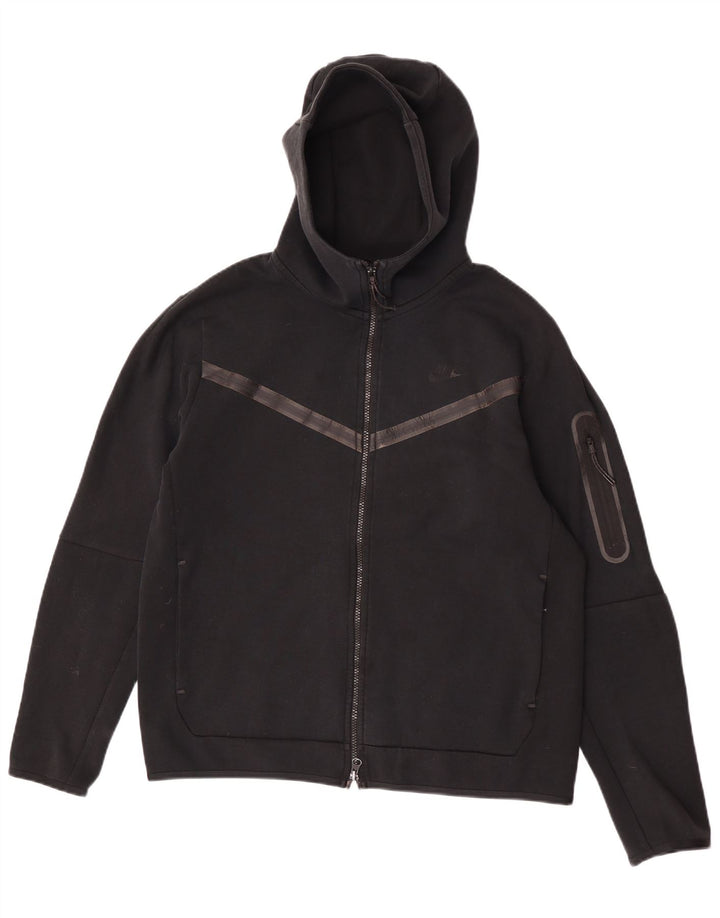 Felpa con cappuccio e zip Nike da uomo, grande, in cotone nero