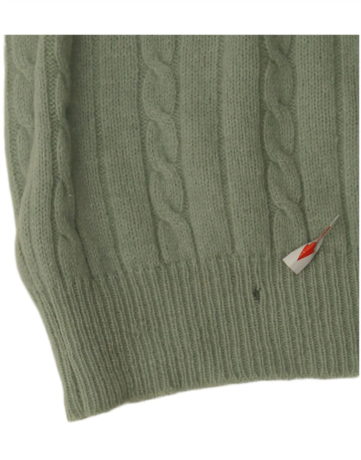 Maglione girocollo da uomo stile libero in lana verde grande