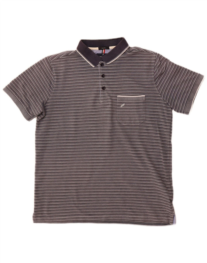 DANIEL HECHTER Polo da uomo Easy Care, cotone a righe grandi grigie