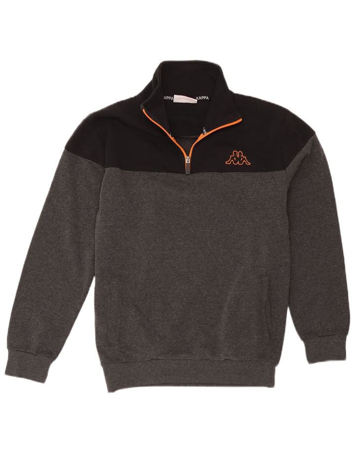 Maglione in pile Kappa da uomo con zip e collo, grande, in poliestere color block grigio