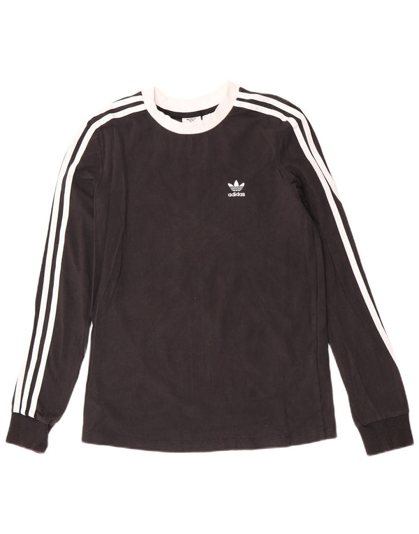 Adidas Maglia a maniche lunghe da donna UK 8 Small Nera in cotone color block