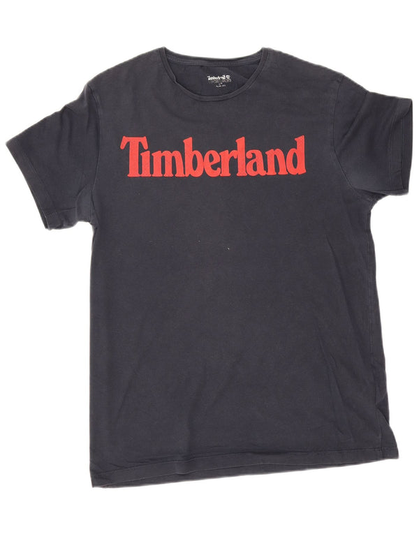 T-shirt grafica da uomo slim fit Timberland Top piccola in cotone blu navy