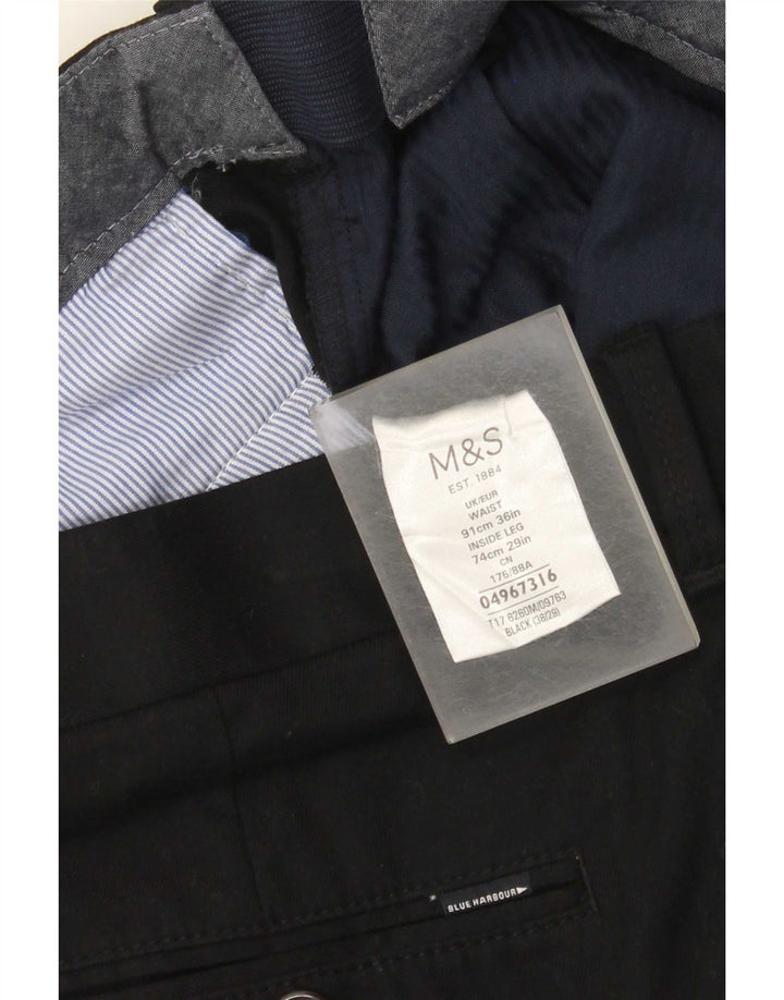Pantaloni da abito dritti da uomo Marks & Spencer W36 L29 cotone nero