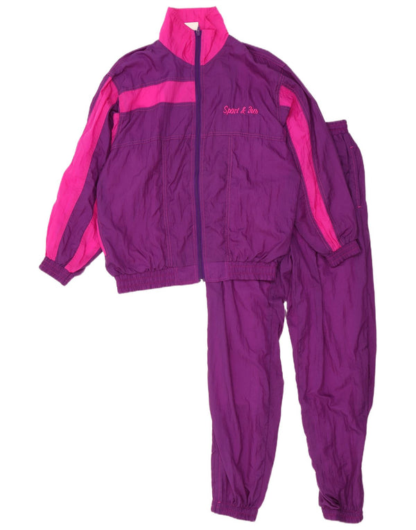 Vintage Womens Full Tracksuit UK 12 Medium Purple Colourblock Polyamide