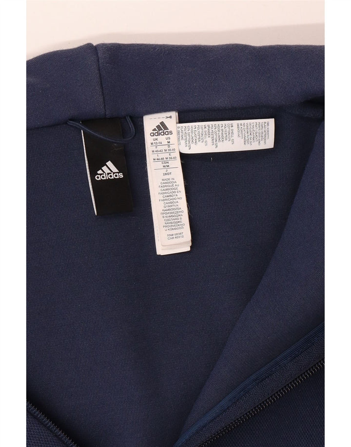 Maglione con cappuccio e zip da donna ADIDAS UK 12/14 Cotone medio blu navy
