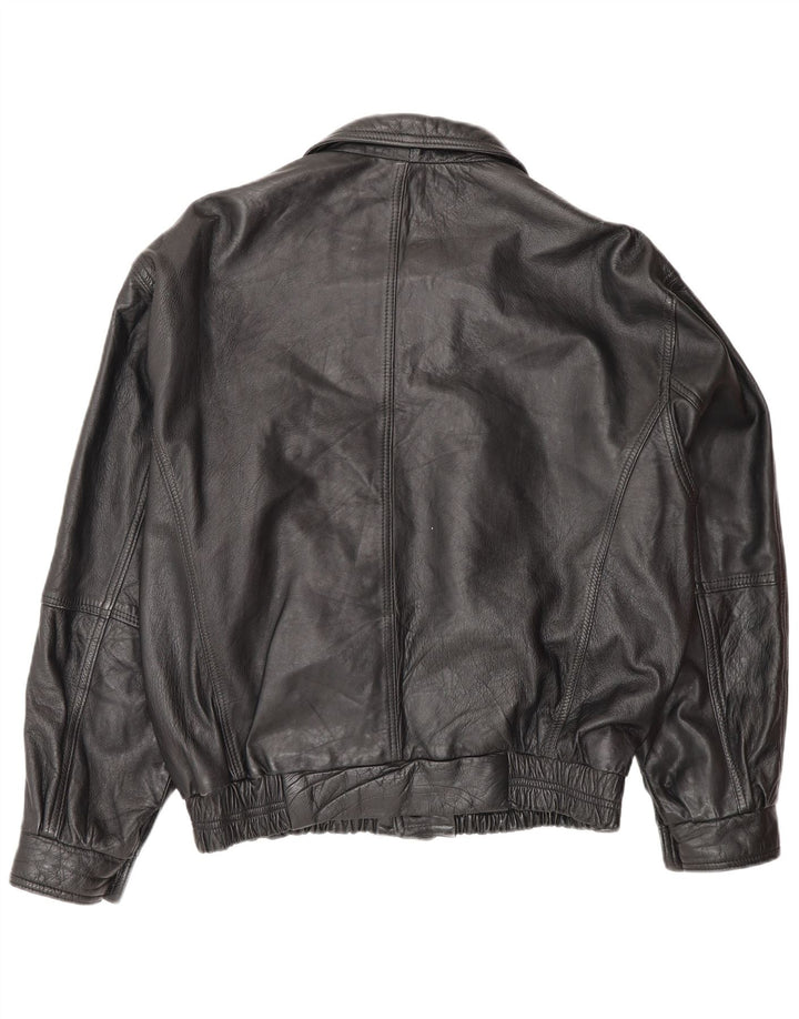 Giacca in pelle vintage da uomo UK 40 grande in pelle nera