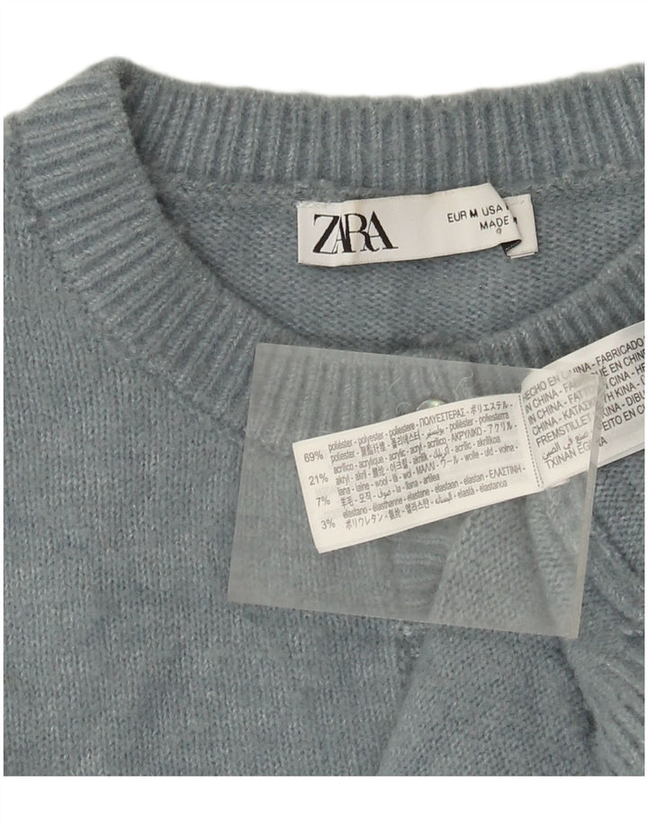 Maglione cardigan da donna Zara UK 14 Poliestere blu medio