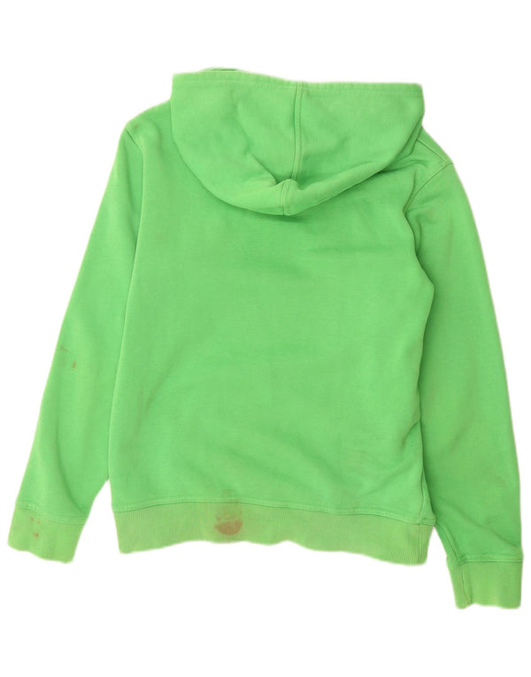 QUIKSILVER Womens Graphic Hoodie Jumper UK 14 Medium Green Cotton