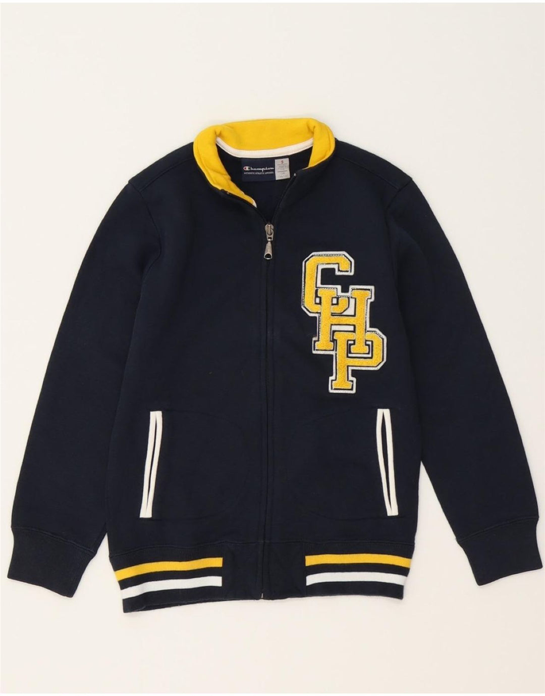 CHAMPION Boys Graphic Tracksuit Top Jacket 7-8 Years Small Navy Blue Vintage Champion and Second-Hand Champion from Messina Hembry 