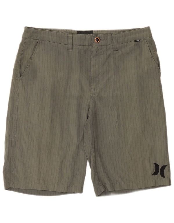 Pantaloncini chino da uomo Hurley Large W34 in poliestere a righe grigie