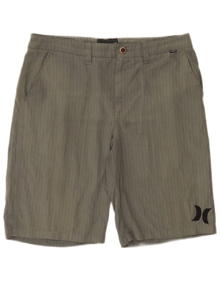 Pantaloncini chino da uomo Hurley Large W34 in poliestere a righe grigie