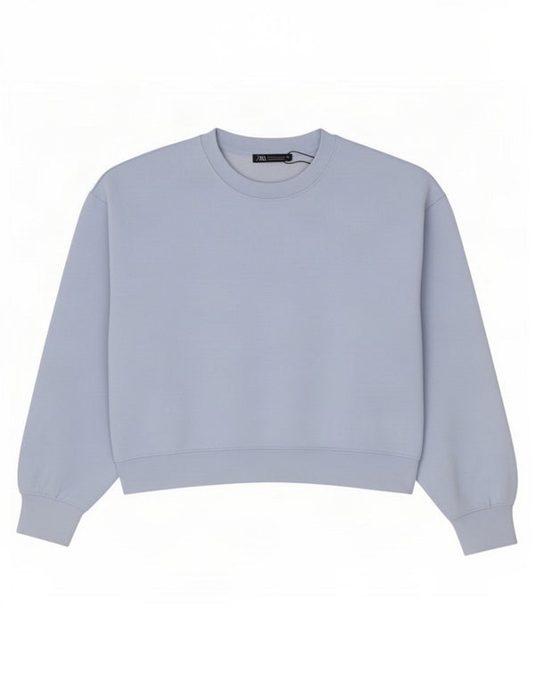 Felpa corta oversize da donna Zara, maglione, UK 10, piccola, blu, in poliestere
