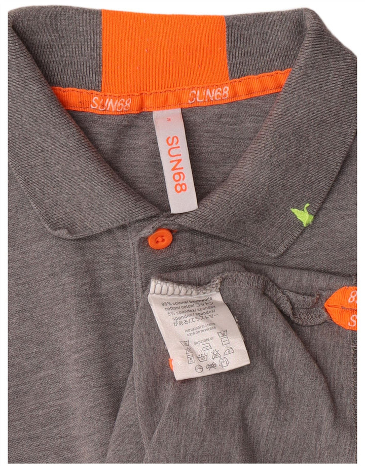 Polo grafica da uomo Sun68 piccola in cotone grigio