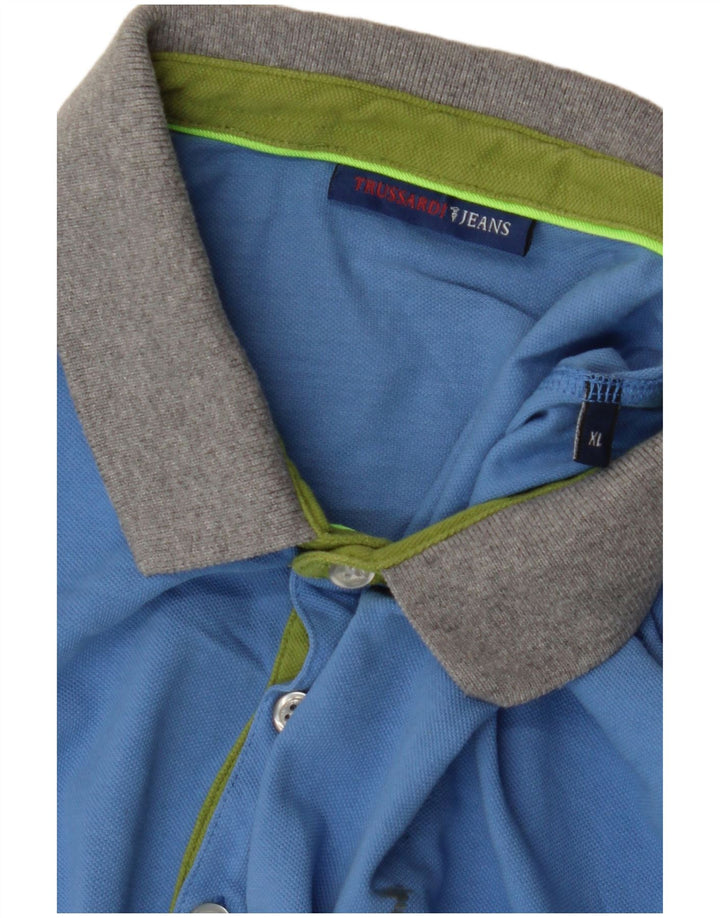 TRUSSARDI JEANS Mens Polo Shirt XL Blue