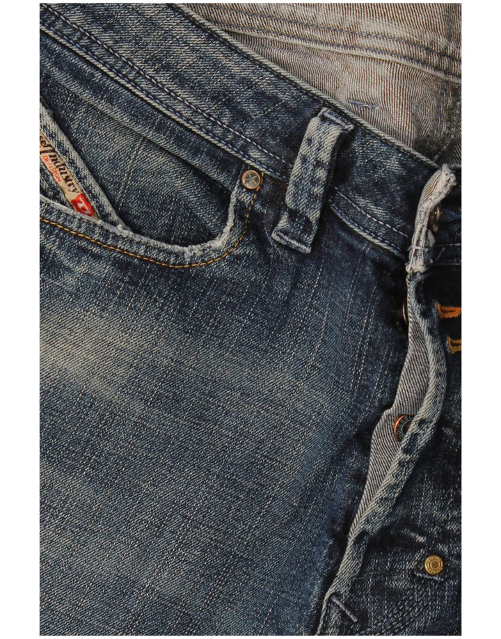 Jeans dritti invecchiati da uomo Diesel W30 L28 in cotone blu