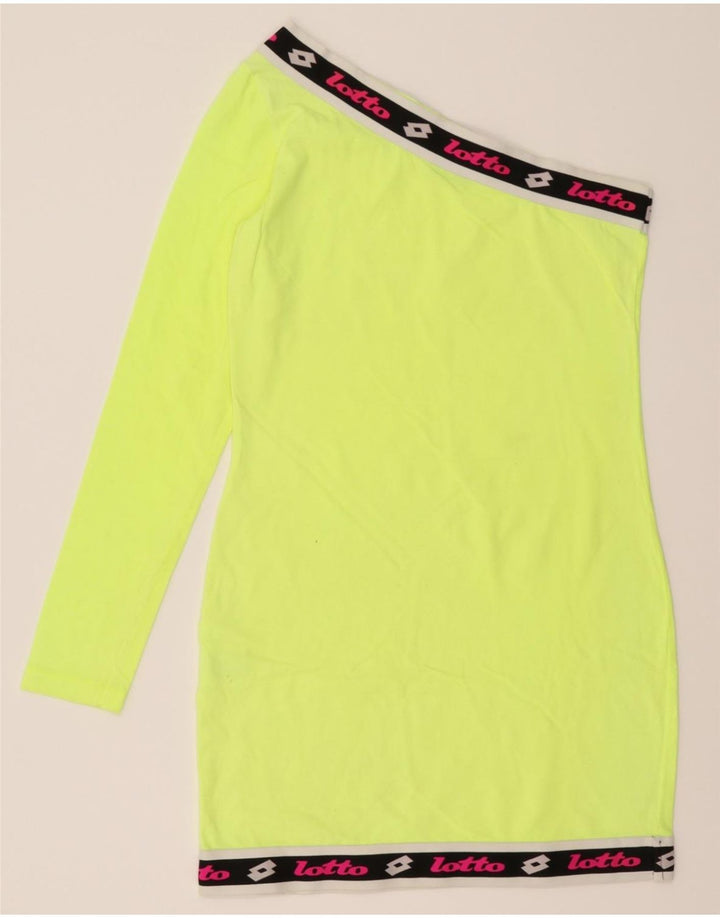 LOTTO Womens Graphic One Shoulder Top UK 12 Medium Yellow Cotton Vintage Lotto and Second-Hand Lotto from Messina Hembry 
