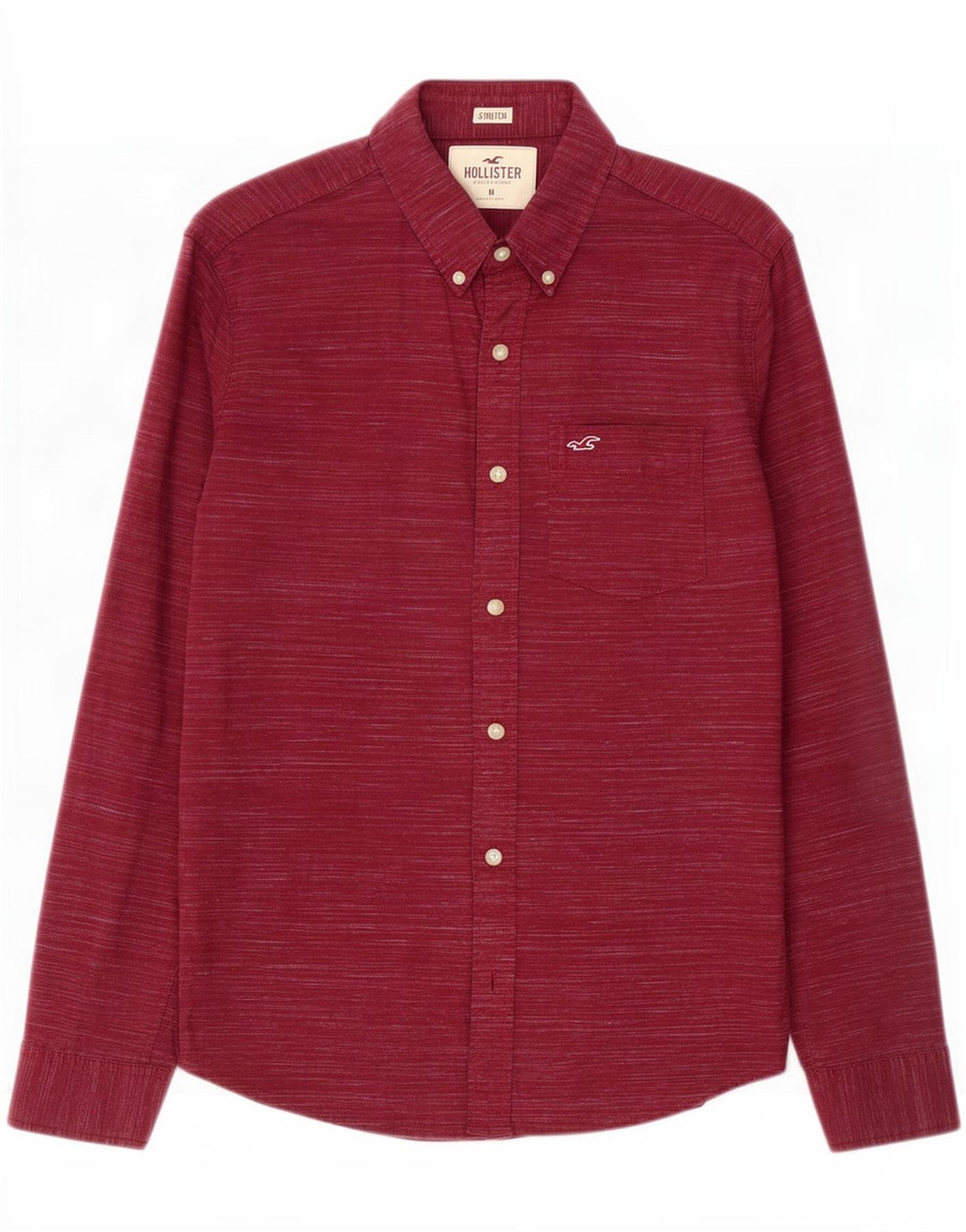 Camicia elasticizzata da uomo Hollister in cotone screziato bordeaux medio